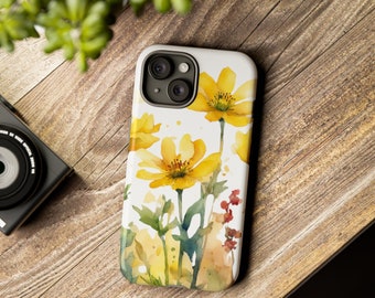 Cute Yellow Floral Apple iphone Case | iphone 15 case | iphone 14 case | iphone 13 case | Cute iphone Case | Phone Case | Mother's Day Gift