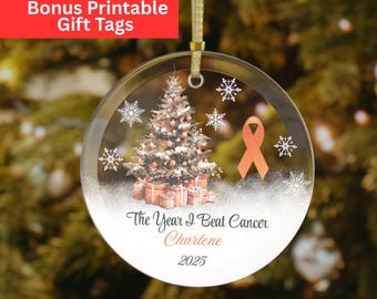 Kidney Cancer Survivor Personalized Ornament - The Year I Beat Cancer, Custom Cancer Survivor Ornament, Cancer Free Gift, Cancer Warrior