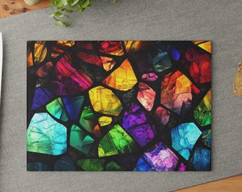 Stained Glass Cutting Board, Colorful Stained Glass Kitchen Decor, Unique Housewarming Gift, Gifts for Cooks, Coffee Bar Decor, Cheese Board