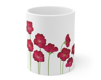 Oma Red Poppy Floral Keramikbecher 11 Unze