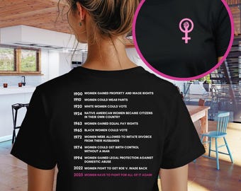 Koszulka z napisem „Prawa kobiet”, feminizm, koszulka z osią czasu praw kobiet, koszulka z napisem „Prawa reprodukcyjne”, prezent feministyczny, koszulka z napisem „Równe prawa”, wybór pro