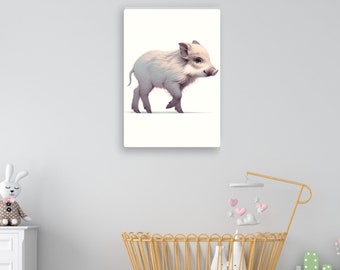 Baby Wild Boar Print | Digital Download | Children's Bedroom Art | Child's Nursery Poster | Elegant Animal Art | Woodland Animal Image