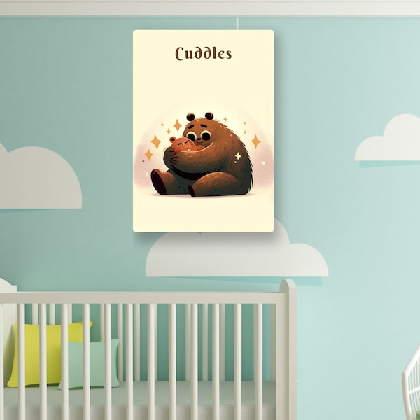 Cuddles Bear Monster Print | Kids Wall Art | Digital Download | Children's Bedroom Art | Child's Nursery Poster | Monster Canvas