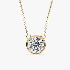 1 Ct Diamond Necklace, 14Kt Gold Lab Grown Diamond Pendant, Diamond Solitaire Necklace, 16-18 inch length