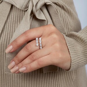 Wrap Natural Diamond Ring for Women Open Ring Adjustable Ring Spiral Ring Dainty Diamond Stacking Ring Minimalist Ring Valentines Gift