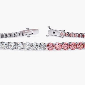 5 Ctw Rosa und Weiß Diamant Tennis Armband Stapelarmband 14K Gold Armband Gold Tennis Armband Rundschliff Valentinstag Geschenk für Sie