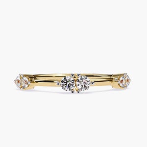 Thin Stackable Natural Diamond Ring for Women, Minimalist Gold Diamond Ring, Slim Diamond Band, Simple Gold Round Diamond Band, Gift for Her