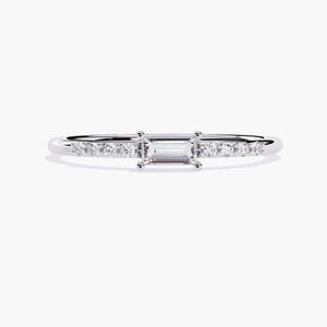 0.15 Ctw Dainty Baguette Natural Diamond Ring 14k Gold Minimal Baguette Wedding Ring Minimalist Ring Dainty Baguette Ring Stacking Rings