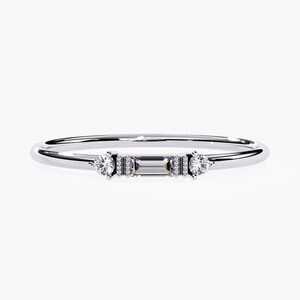 Dainty Baguette Natural Diamond Ring Minimalist Eternity Band Perfect Stacking Rings Anniversary Gift 14K Gold Ring Diamond Stacking Ring