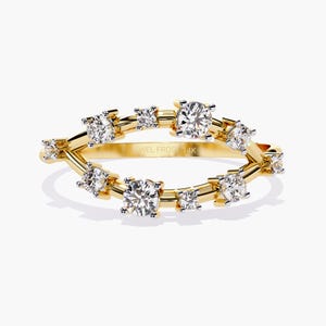 Open Circle Diamond Ring in 14k Gold, Modern Statement Ring, Unique Gift for Her, Holiday Gift Idea