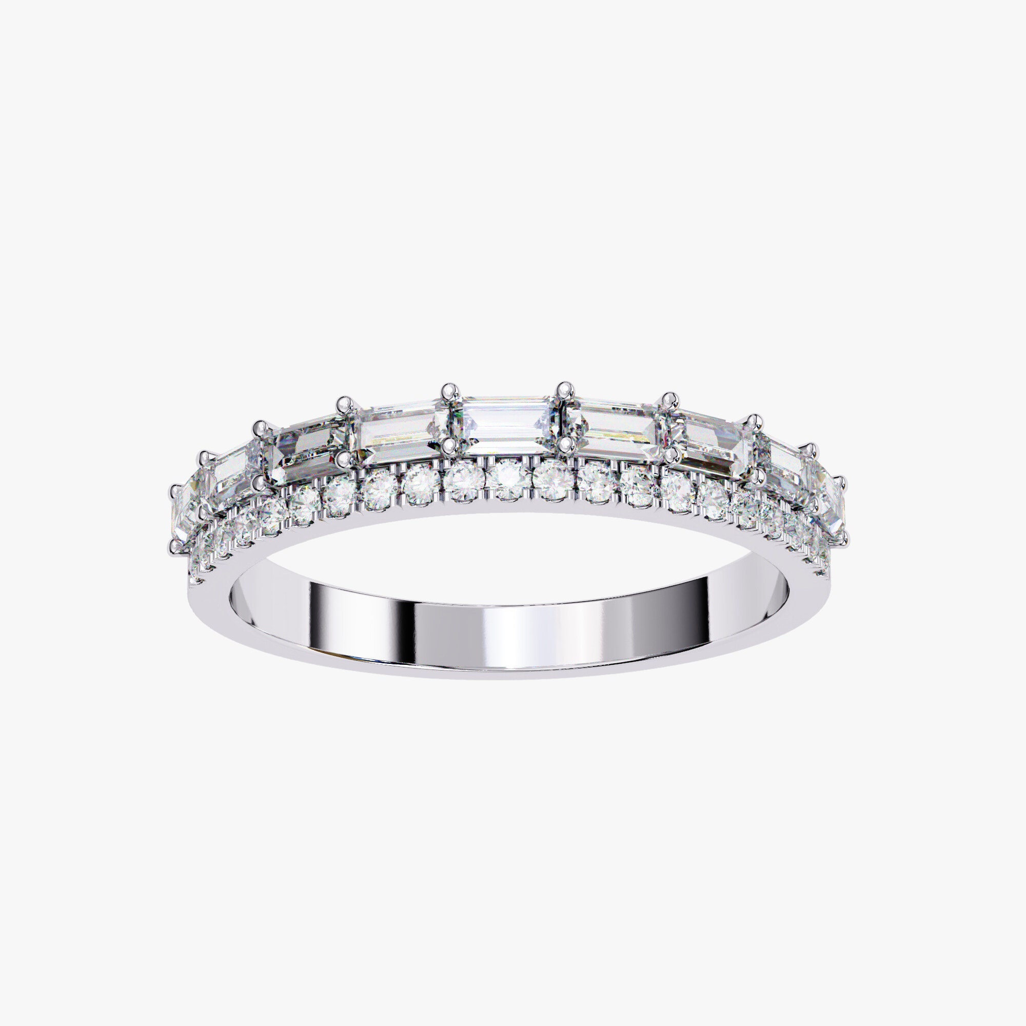 14k Gold Diamond Band: Baguette & Round Half Eternity Ring (0.70ct) - Etsy