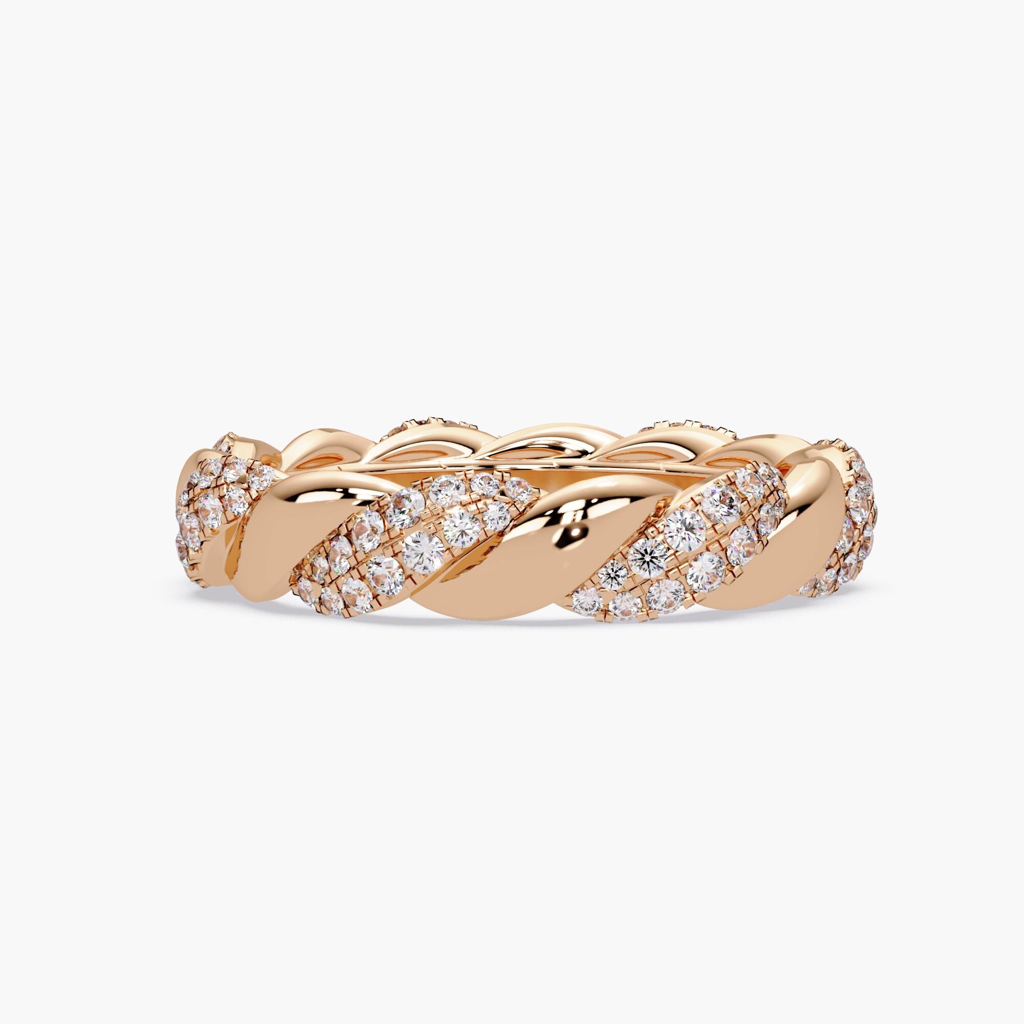 14K Gold Pave Diamond Braid Eternity Band • 0.60ctw - Etsy
