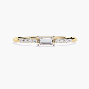 Dainty Baguette Diamond Ring 14k Gold Minimal Baguette Wedding Ring Minimalist Eternity Ring Dainty Baguette Ring Perfect Stacking Rings