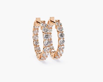 え*ん様 ラボダイヤ　14k シングルフープピアス　ADORNMONDE 14Kゴールド 2カラット ラボグロウンダイヤモンド フープピアス - 19mm