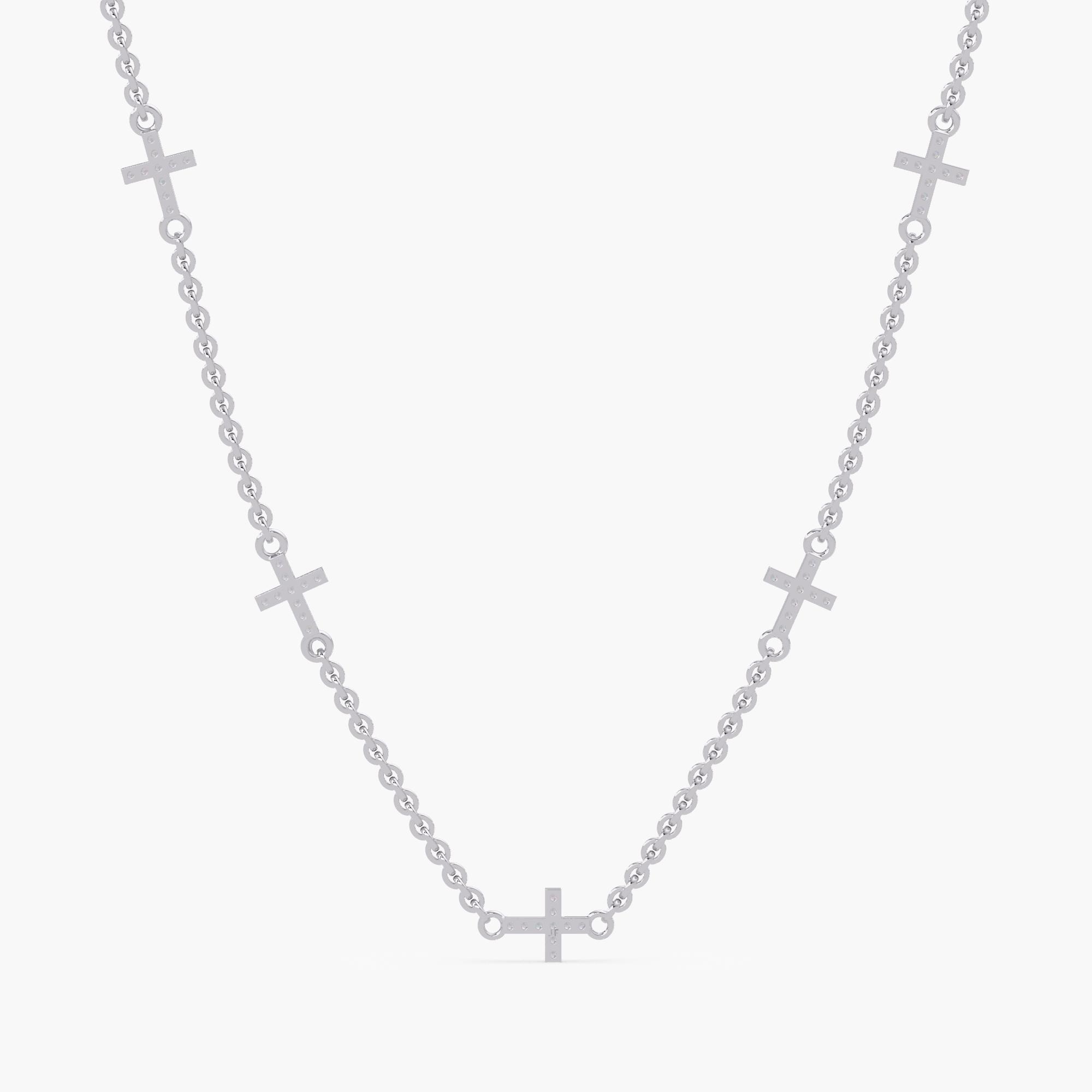 14Kゴールドダイヤモンドクロスステーションネックレス｜0.20カラット