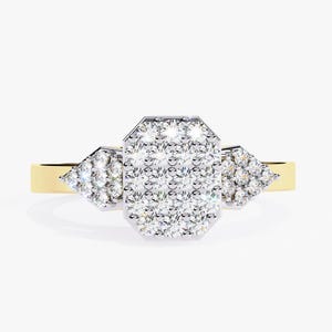 14K Solid Gold Diamond Signet Ring, Pinky Ring, Pave Diamond Ring, Statement Jewelry, Gift for Her