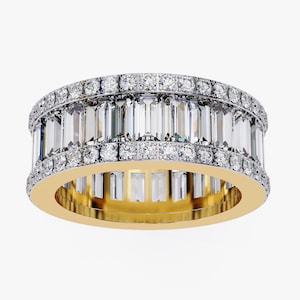 3.60 CT Baguette Round Natural Diamond Ring, Channel Set Ring, 14k Gold Band Ring, Full Eternity Diamond Ring, Anniversary Ring