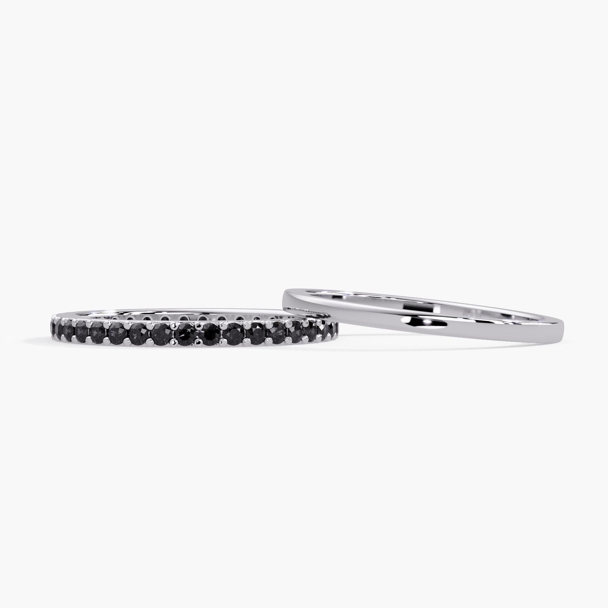 1.1mm ブラックダイヤモンド 14Kゴールド パヴェ エタニティバンド
