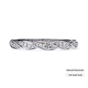 1/3 Ctw, 14K Solid Gold, Diamond Band, Vine Design, Twist Design, Wedding Band, Stacking Band, Round Brilliant Diamonds
