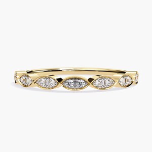Marquise Wedding Ring 14K Gold Half Eternity Rings for Women Natural Diamond Dainty Wedding Band Marquise Promise Ring for Her Gift Jewelry