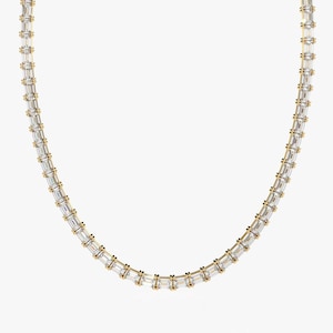 10ct Tennis Necklace Emerald Cut Diamond Tennis Necklace 14K Solid Gold Diamond Tennis Necklace Lab Grown Diamond Gold Tennis Chain Gift