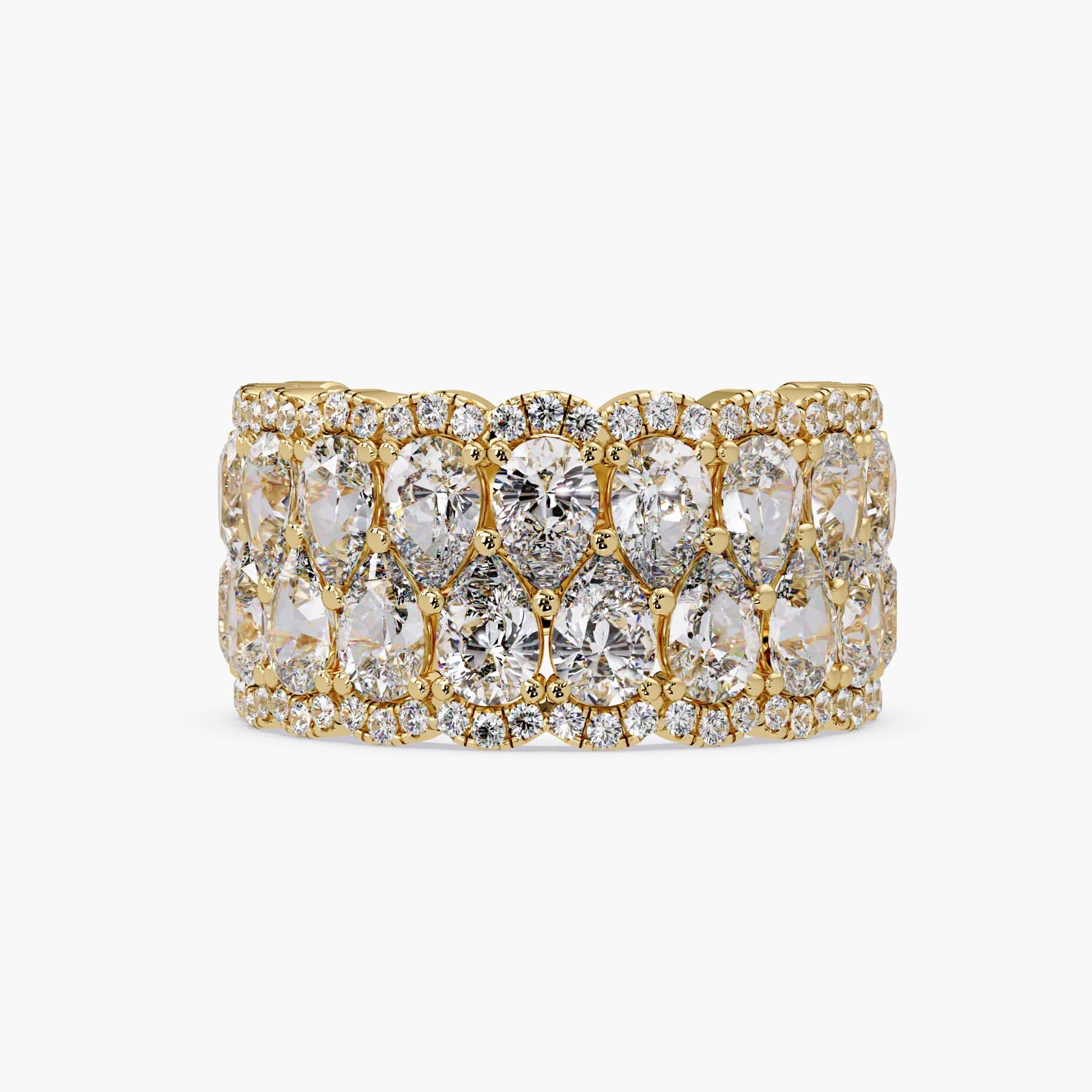 4.20 CT Pear Lab Grown Diamond Wide Band Ring, 14K Gold Wedding Band 4.20 CT Pear Lab Grown Diamond Wide Band Ring, 14K Gold Wedding Band