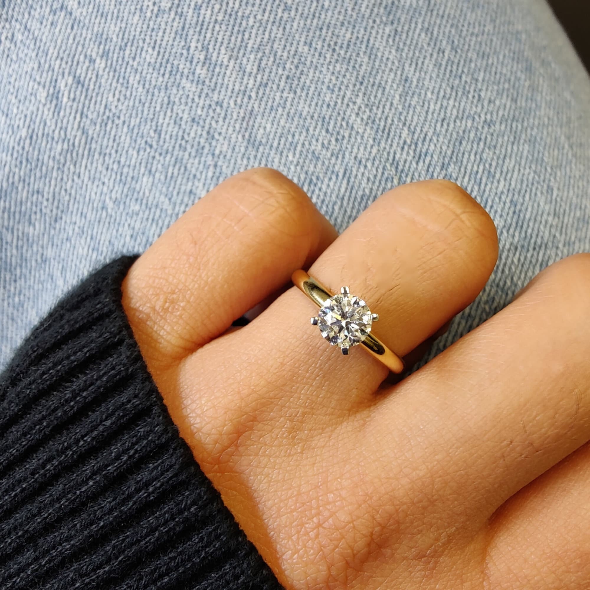 14k Gold 1ct Lab Grown Diamond Ring: Round Solitaire Engagement Ring - Etsy