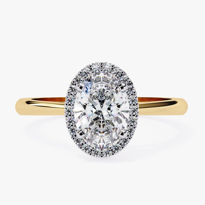 14K Gold Oval Halo Lab Grown Diamond Engagement Ring (1.25 CTW) - Etsy