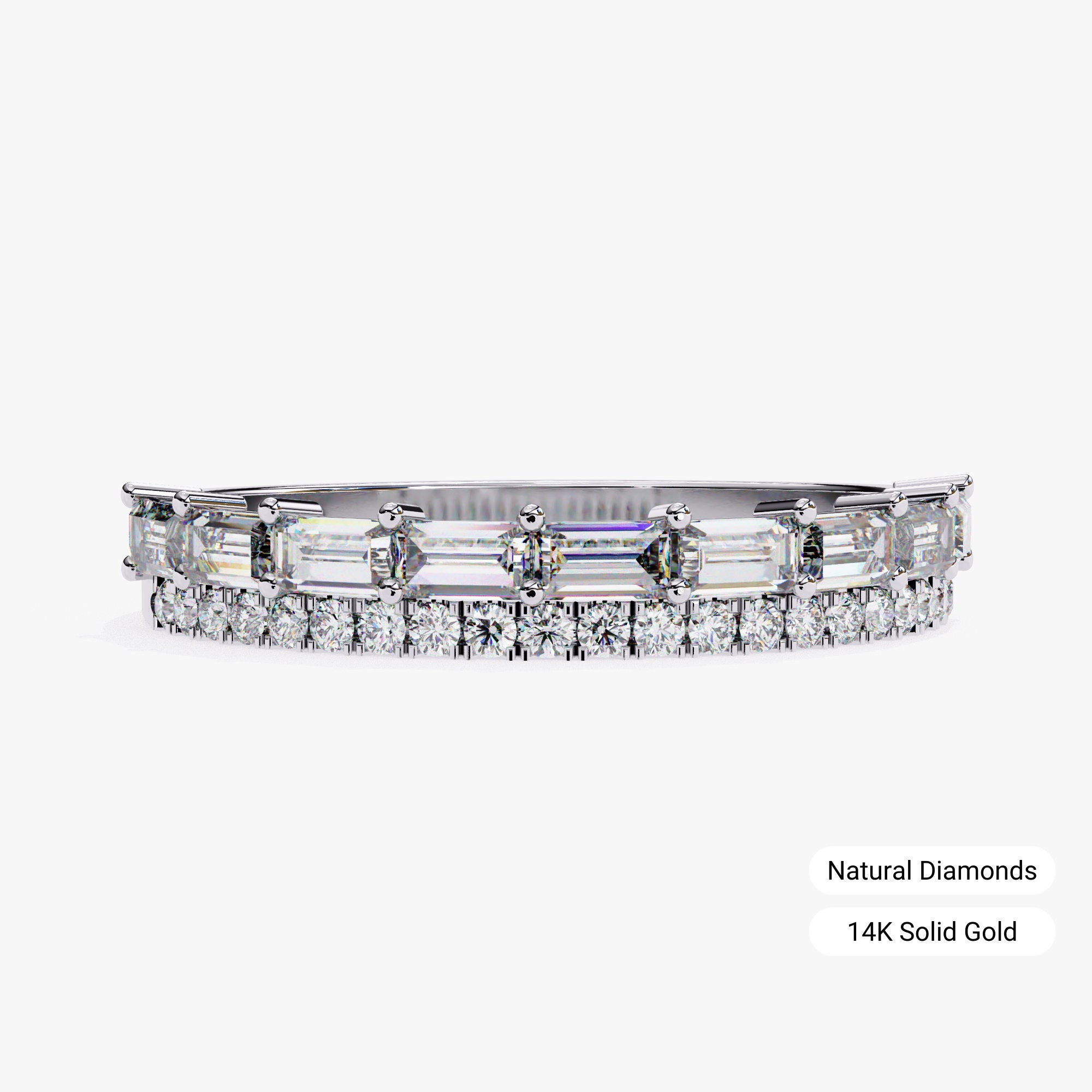 14k Gold Diamond Band: Baguette & Round Half Eternity Ring (0.70ct) - Etsy