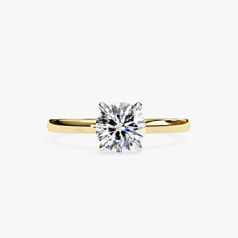 14k Gold 1ct Lab Grown Diamond Ring: Round Solitaire Engagement Ring - Etsy