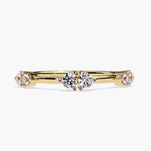 Thin Stackable Diamond Ring for Women, Minimalist Gold Diamond Ring, Slim Diamond Band, Simple Gold Round Diamond Band, Gift for Her
