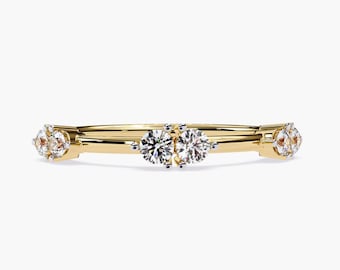 14K Gold Lab Grown Diamond Ring: Thin Stackable Band, 0.20 CTW