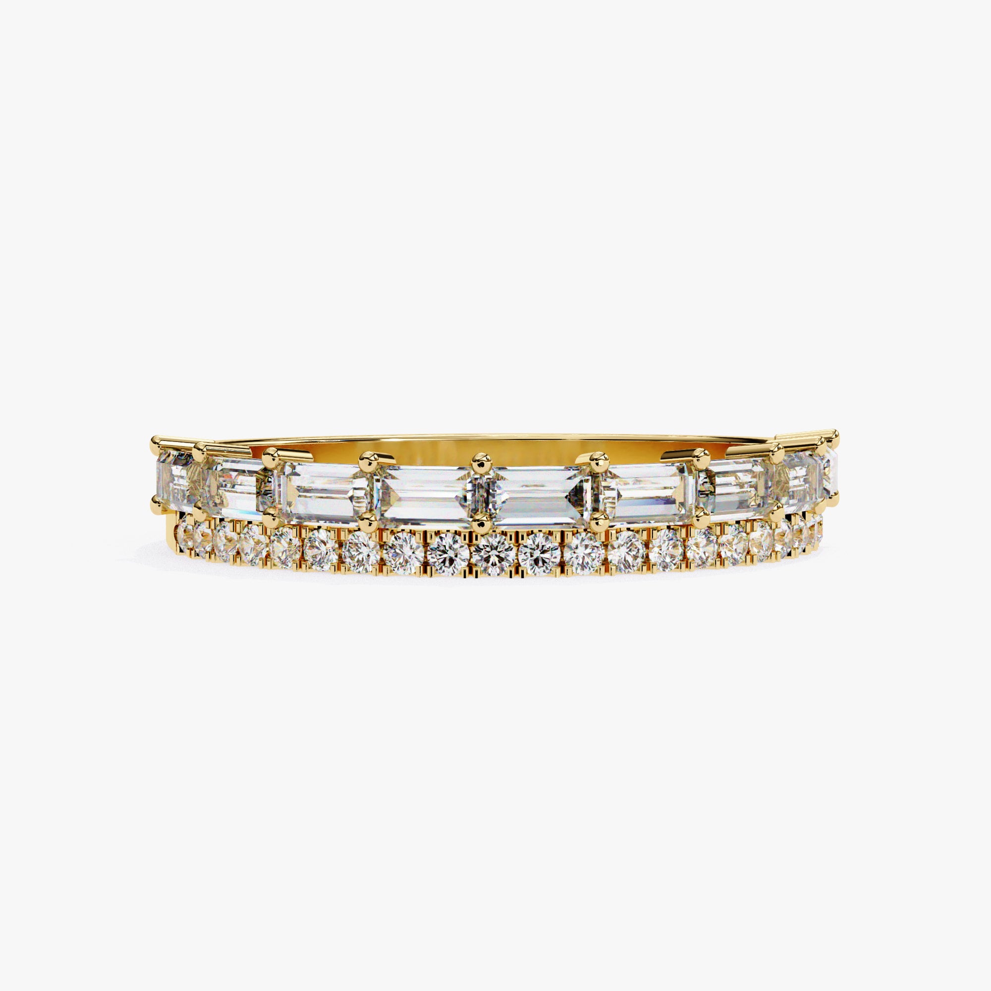 14k Gold Diamond Band: Baguette & Round Half Eternity Ring (0.70ct) - Etsy