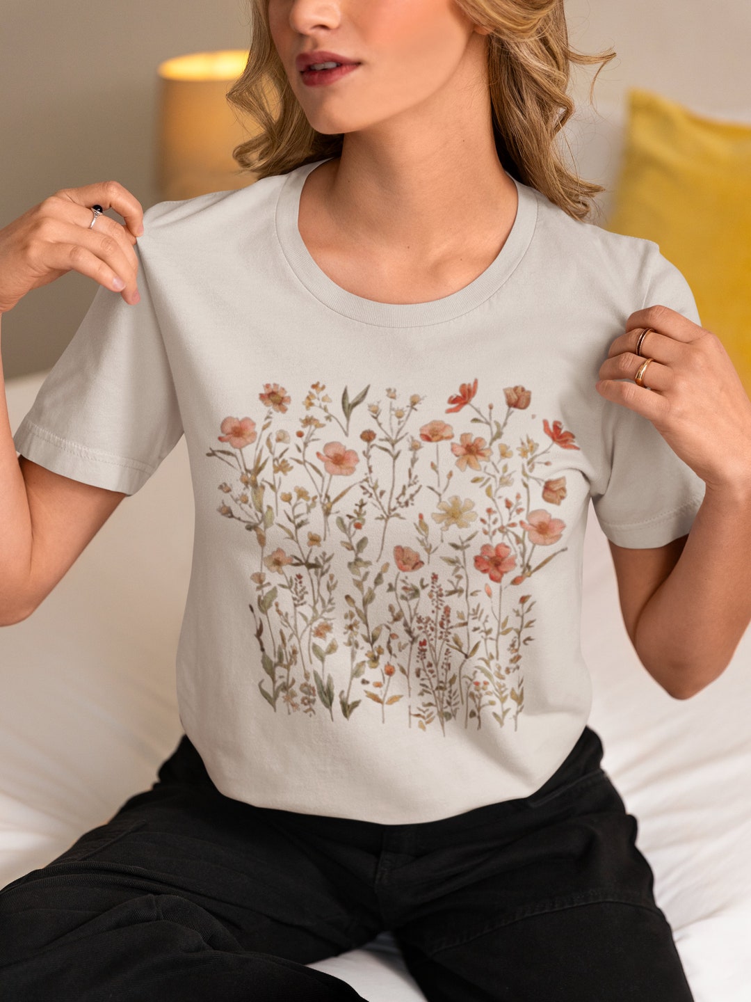 Pressed Flowers Tshirt,boho Wildflowers Shirt,pastel Floral Nature ...