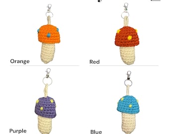 Functional Crochet Mushroom Key Chain