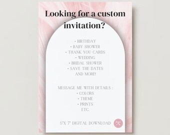 Invitación personalizada, cree su propia invitación, invitación personalizada para despedida de soltera, baby shower, diseño de invitación de cumpleaños, descarga digital