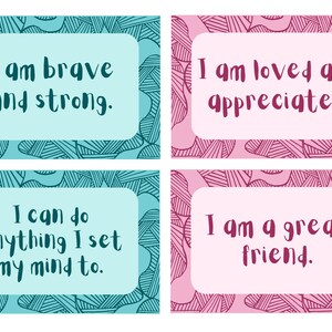 Cartes d'affirmation positive imprimables pour enfants
