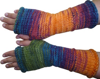 Hand Knit Fingerless Gloves, Arm Warmers, Gift