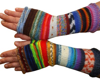 Hand Knit Fingerless Gloves, Arm Warmers, Gift