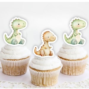 Topper per cupcake a forma di dinosauro stampabili, stampabili da te, download digitale, decorazione per feste, primo compleanno, baby shower per gemelli.