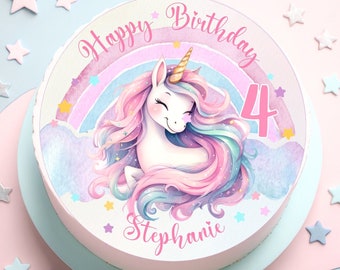 Printable Cake Topper Unicorn Print Yourself Editable Digital Download Party Decoration Birthday or Baby Shower
