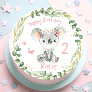 Druckbare Koala-Kuchendeckel personalisierte drucken und bearbeiten Sie selbst digitaler Download
