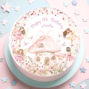 Afdrukbare Fairy taarttopper Zelf afdrukken bewerkbare digitale download Feestdecoratie Verjaardag Babyshower