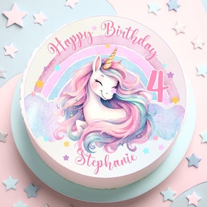 Décoration de gâteau imprimable licorne à imprimer vous-même en téléchargement numérique, décoration de fête, anniversaire ou baby shower