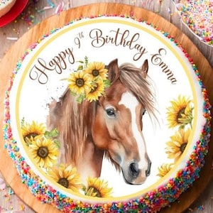 Décoration de fête cheval imprimable à imprimer vous-même en téléchargement numérique, décoration de fête anniversaire avec tournesols