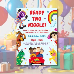 Wiggles druckbare Einladung 2.Geburtstag digitaler Download bearbeiten und drucken Sie sich Party einladen bereit zwei Wiggle
