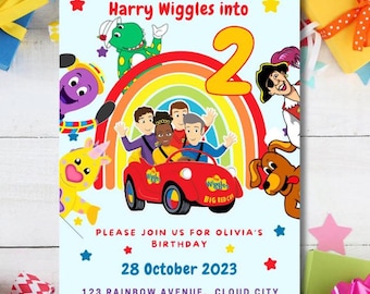 Wiggles Printable Invitation Digital Download Edit and Print Yourself Party Invite