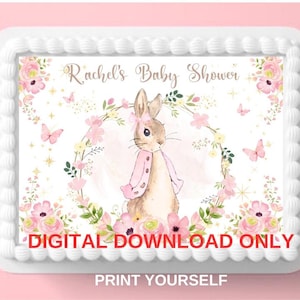 Druckbare Flopsie Kaninchen Rechteck Cake Topper Lily Bobtail Download und drucken Sie selbst Digitaldruck bereit