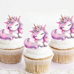 Druckbare Einhorn Cupcake Toppers zum Selberdrucken Digitaler Download Partydekoration