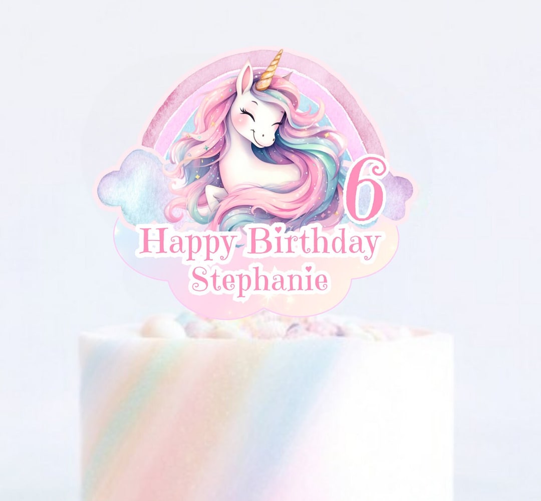 Printable Cake Topper Unicorn Print Yourself Editable Digital Download ...